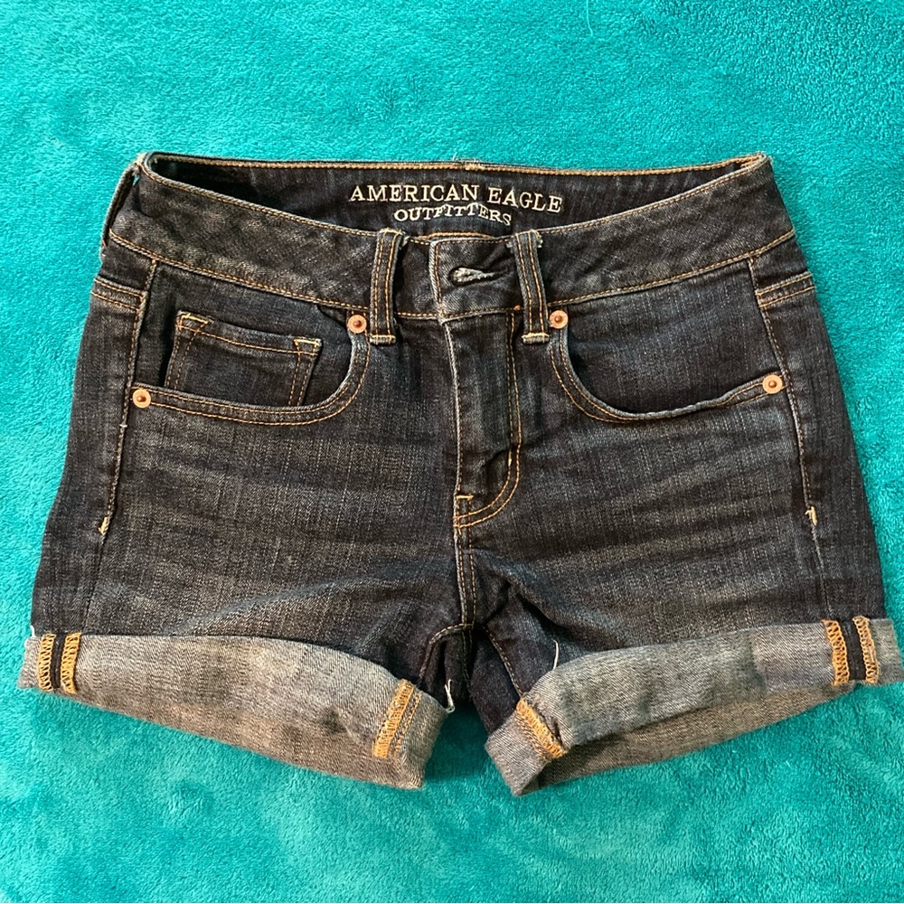 American eagle low/mid rise midi jean shorts